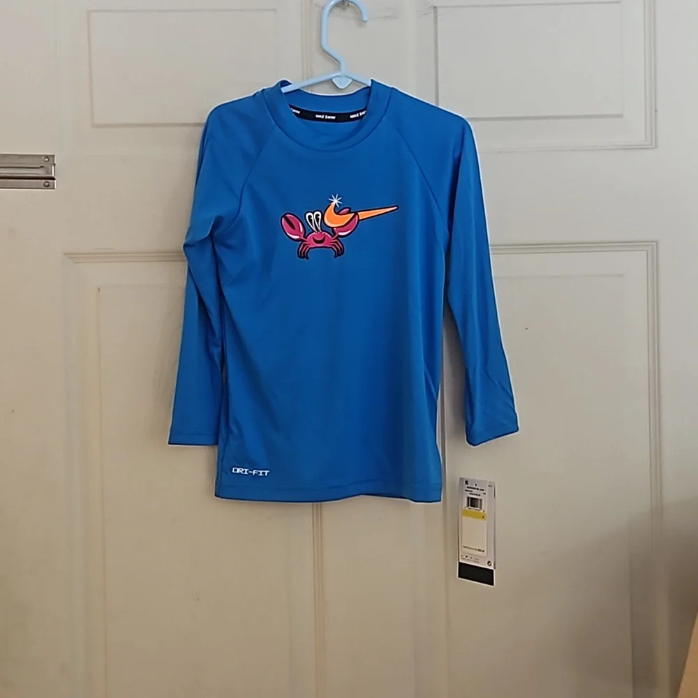 NIKE BOYS CRAB SWOOSH HYDROGUARD: BLUE: NEW WITH TAGS: SIZE 4